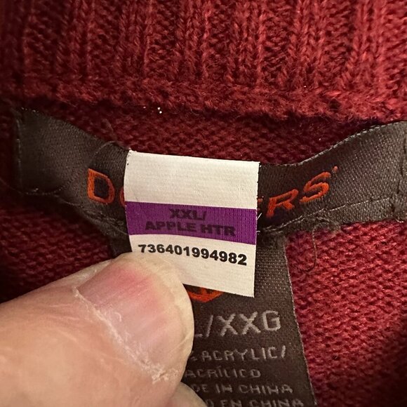 DOCKERS MEN'S 1/4 ZIP PULLOVER SWEATER, FRONT RED & BLACK PLAID, MOCK NECK, XXL - Picture 10 of 10